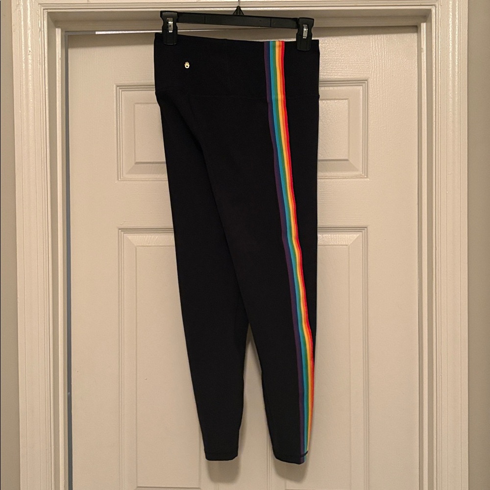 Spiritual Gangster Black Leggings with Rainbow Stripe - Picture 2 of 6